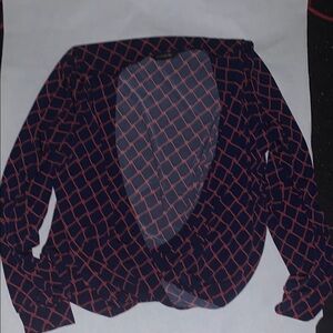 Banana Republic Navy and Red Diamond Blouse